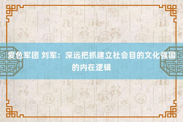 爱色军团 刘军：深远把抓建立社会目的文化强国的内在逻辑